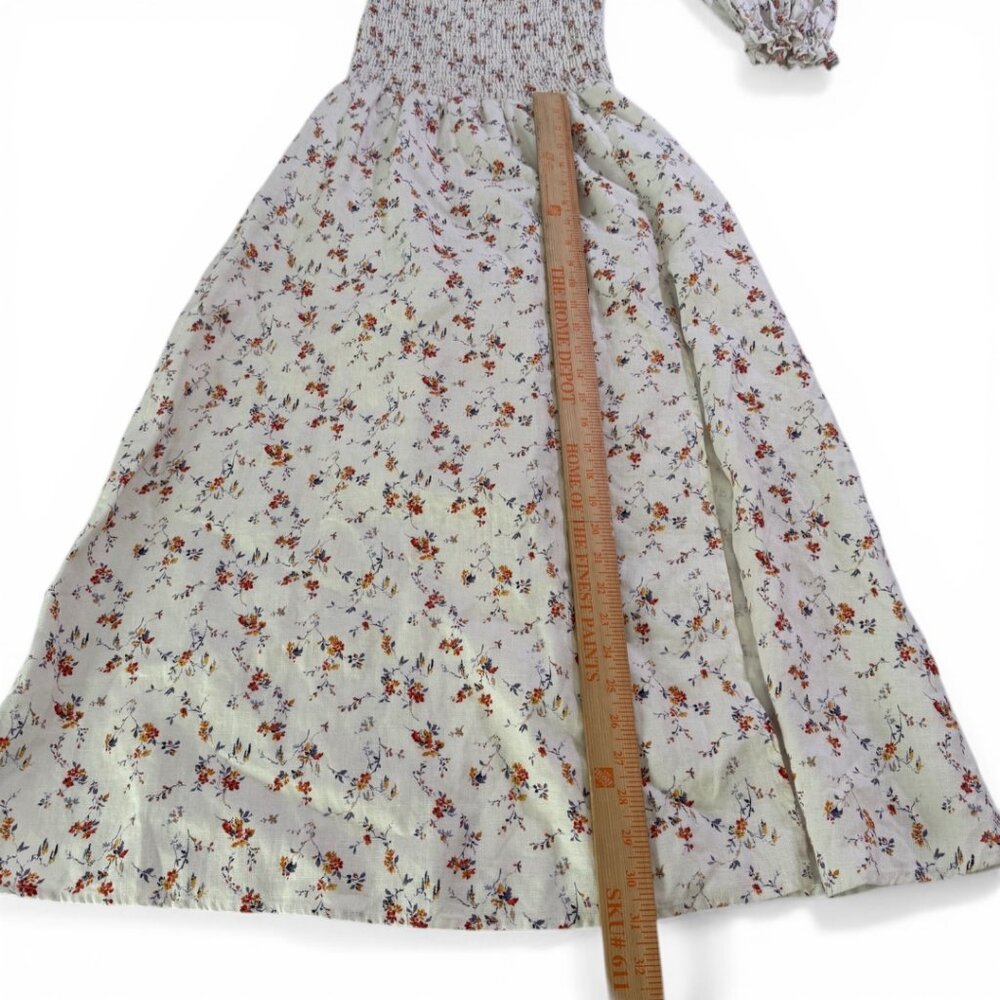 Reformation Hyland Linen Midi Dress Floral Smocked Puff Cottagecore Size M - Picture 8 of 12
